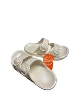 wonder nation Cream Double-Buckle Slide Sandals for Kids